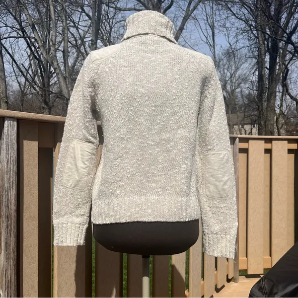 Vtg Ralph Lauren Women’s Chunky Beige & White Marled Turtleneck Sweater Size M - Image 5
