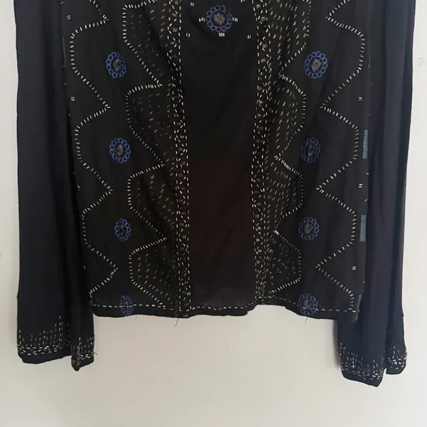 NWT Free People Beaded Black Boho Top size Medium - Image 4
