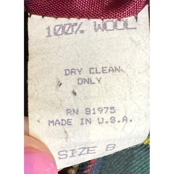 J.G. Hook Women Blazer Jacket 100% Wool Vintage 90's‎ Plaid Lined Full Zip Sz. 8 - Image 6