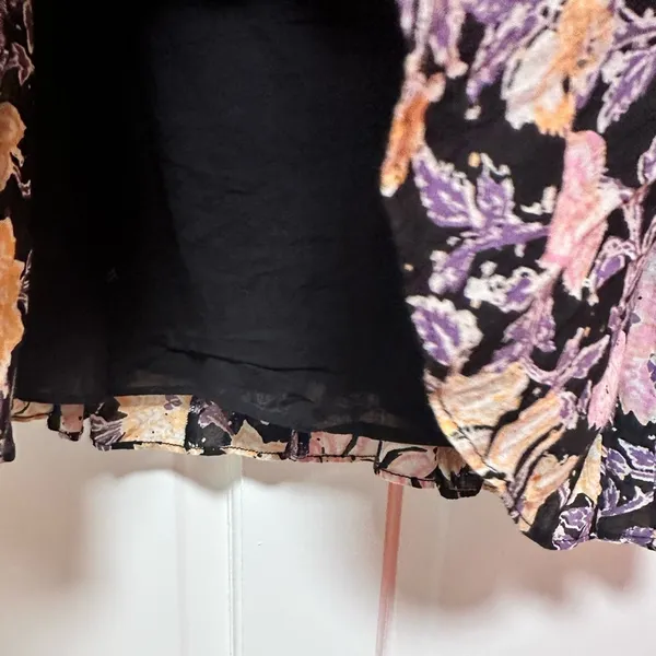 Free People End of the Island Floral Cotton Skirt Black Motif Size 10 - Image 6