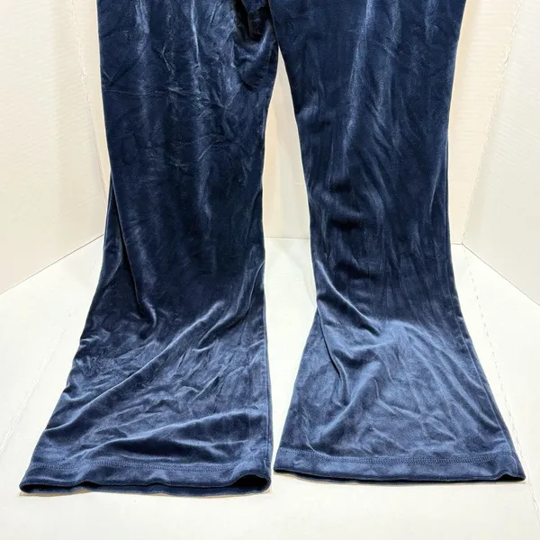 Juicy Couture OG Big Bling Velour Track Pants Navy Rhinestone JUICY Y2K Size L - Image 6