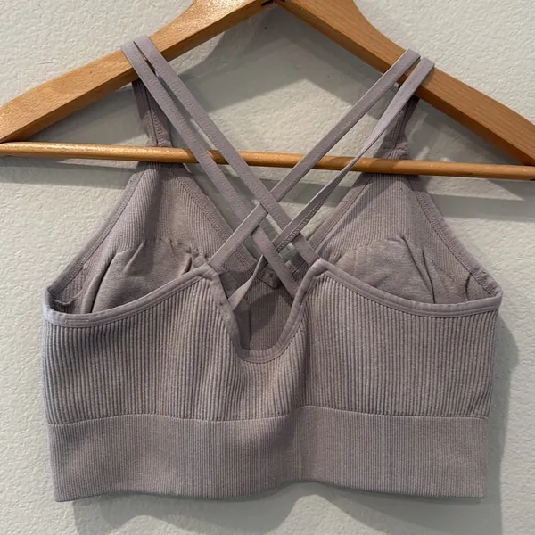 Aerie Strappy Ribbed Bra Brown Mauve Heather Size XL - Image 2