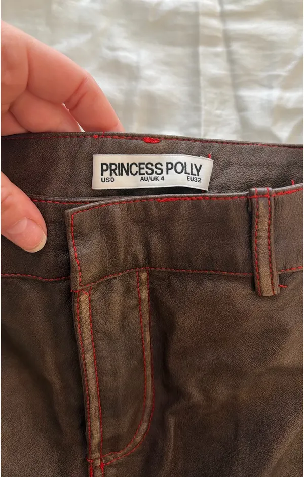 Princess Polly Leather Mini Cargo Brown Skirt US 0 - Image 4