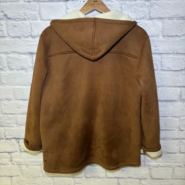 Lauren Ralph Lauren Dry Goods Jacket Sherpa Lined Hooded Coat Brown Women Large - Image 8