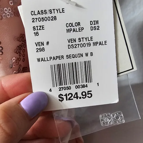 David’s Bridal Blush Pink & Rose Gold Sequin Bridesmaid Dress Size 16 NWT - Image 7