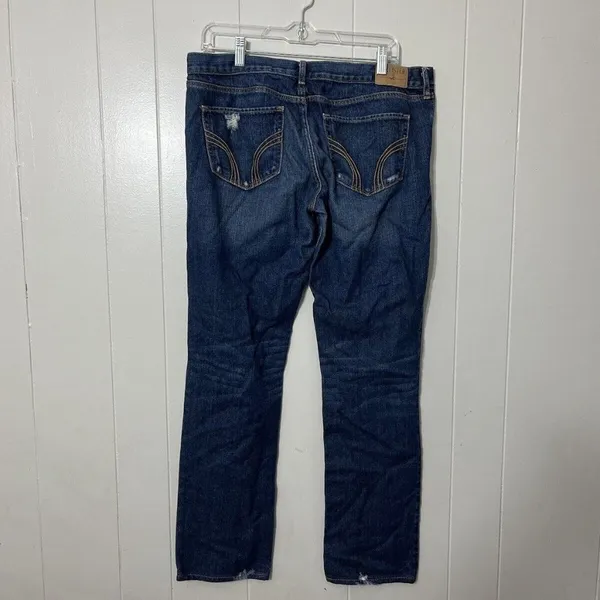 Hollister Low Rise Straight Leg Distressed Jeans Blue Size 11R - Image 2