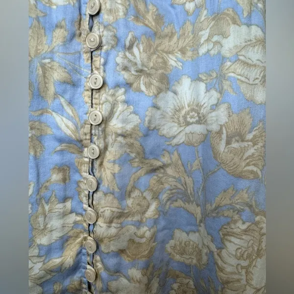 Rebecca Taylor Short‎ Sleeve Satin Leaf Floral 100% Cotton Maxi Dress Size 8 - Image 5
