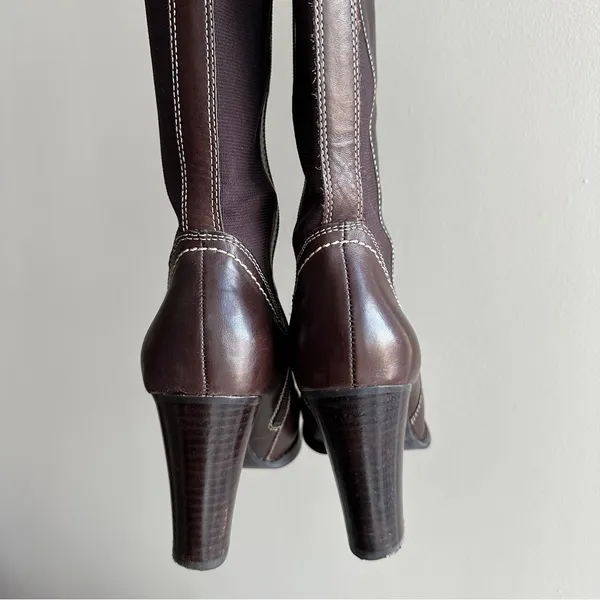 Franco Fortini Women Donna Mid-Calf Heeled Leather Boots, Y2K, Brown, Size 7.5M - Image 14