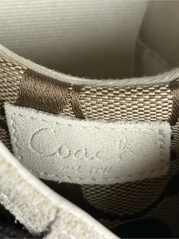 Coach Beyla Tan and Brown Signature Canvas & Suede Sneakers Size 7.5 - VINTAGE - Image 10