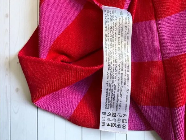 Zara Knit Cropped Sweater Pink Red Stripe Long Sleeve Top Medium - Image 8