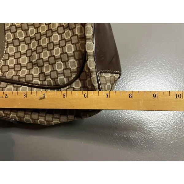 Nine West Shoulder Bag Womens Small Brown Geometric Faux Leather Purse Buckle - Image 7