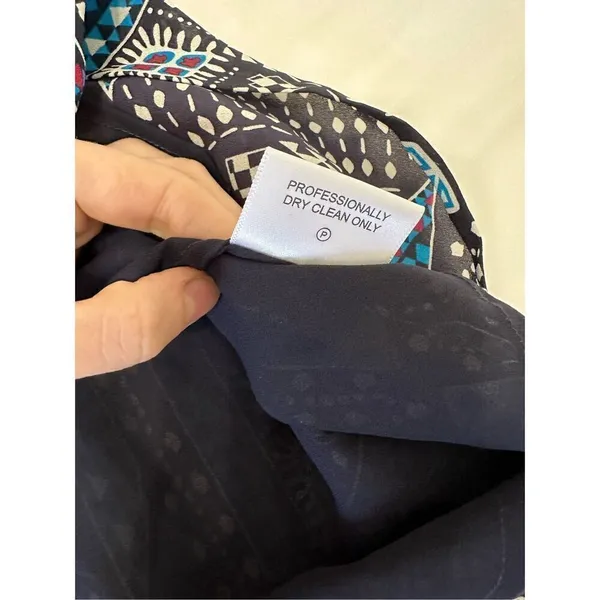 Tory Burch Camilla Dasha Silk Blue and Black Print Dress Size 4 - Image 9