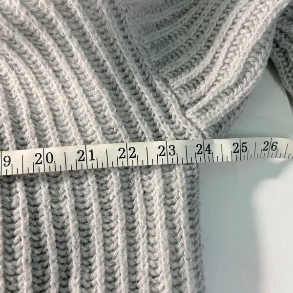SHEIN Gray Balloon Sleeve Open Front Cardigan Sweater Large Knit Cozy EUC - Image 9