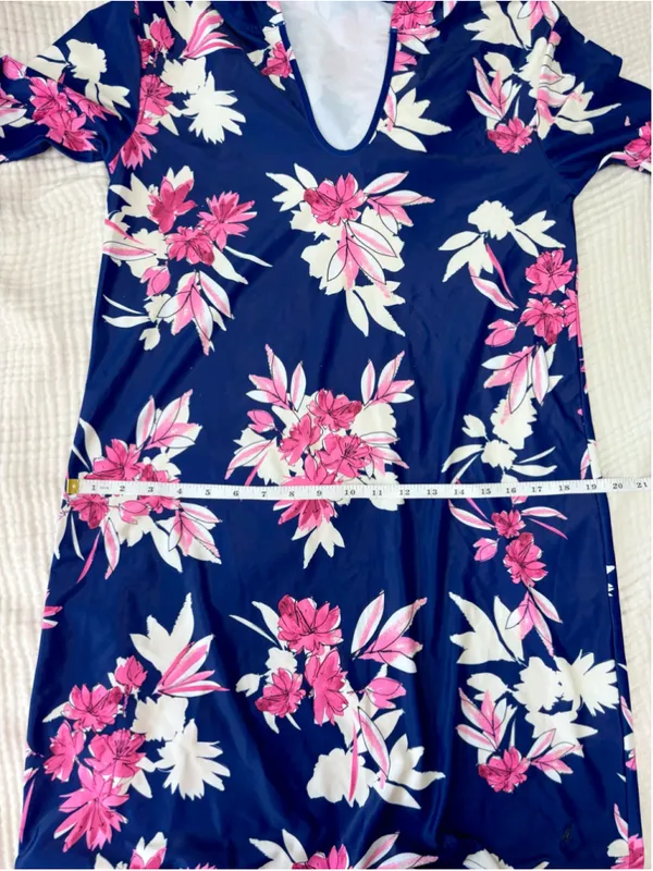 Women's Nautica Floral Swim Coverup Dress, Size L, Blue and Pink - Image 8