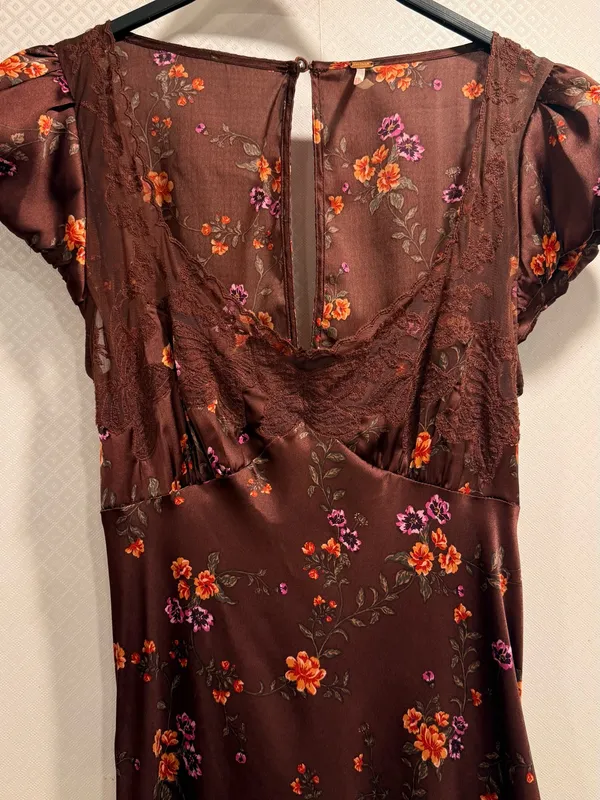 Free People Butterfly Babe Burgundy Floral Satin Lace-Trim Maxi Dress - Image 14