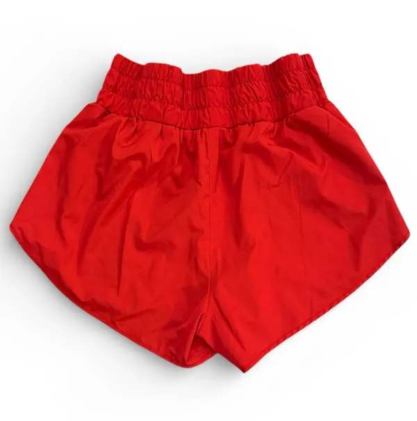 Womens Red Elastic Waist Shorts - Image 2