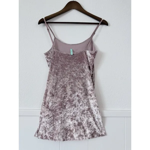 Show Me Your Mumu Velvet Slip Dress XS Dust Pink Y2K Mini Spaghetti Strap Soft - Image 4