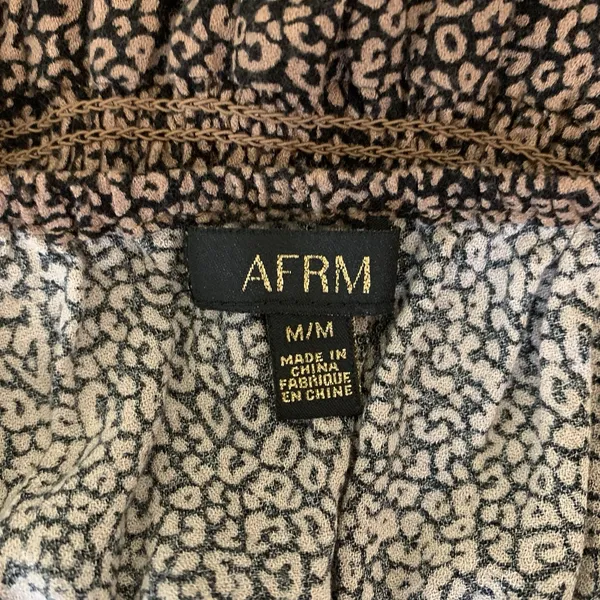 AFRM Brown Ditsy Leopard Print Square Neck Long Sleeve Midi Dress Boho M - Image 4