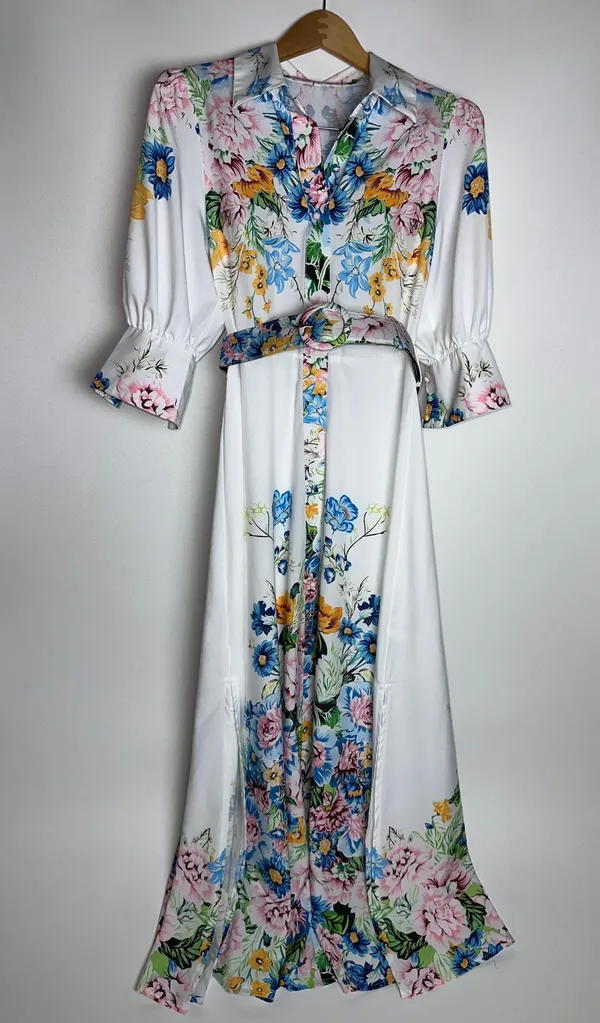 White Floral Maxi Dress Multiple - Image 11