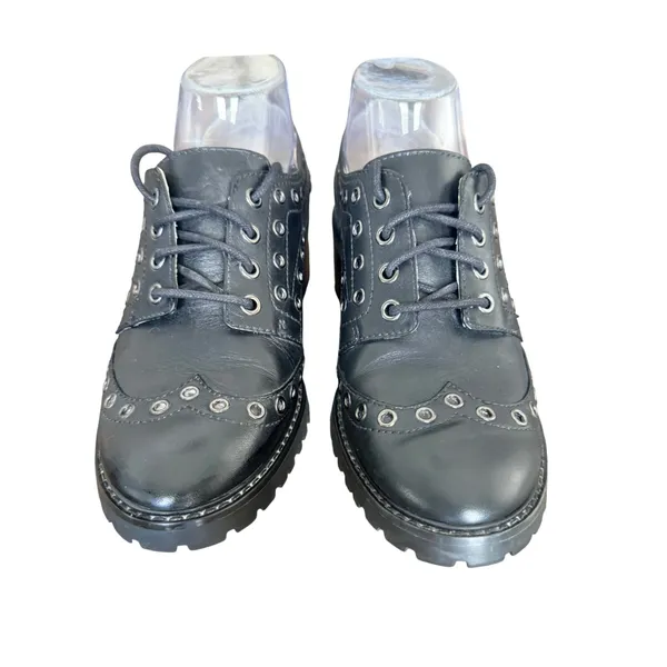 Michael Kors Edison Lace Up Black Leather Grommet Eyelet ‎ Oxfords Women Size 7M - Image 3