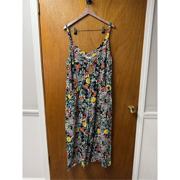 Natural Life Floral Wide Leg Sleeveless Cropped Jumpsuit Multicolor XL NEW - Image 11