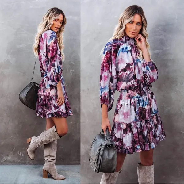 Paola Floral Smocked Ruffle Tiered Dress - Vici - Image 2