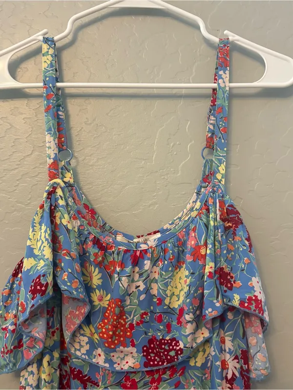 Abel the Label ATL anthropologie blue candy ruffle midi dress small NEW - Image 2