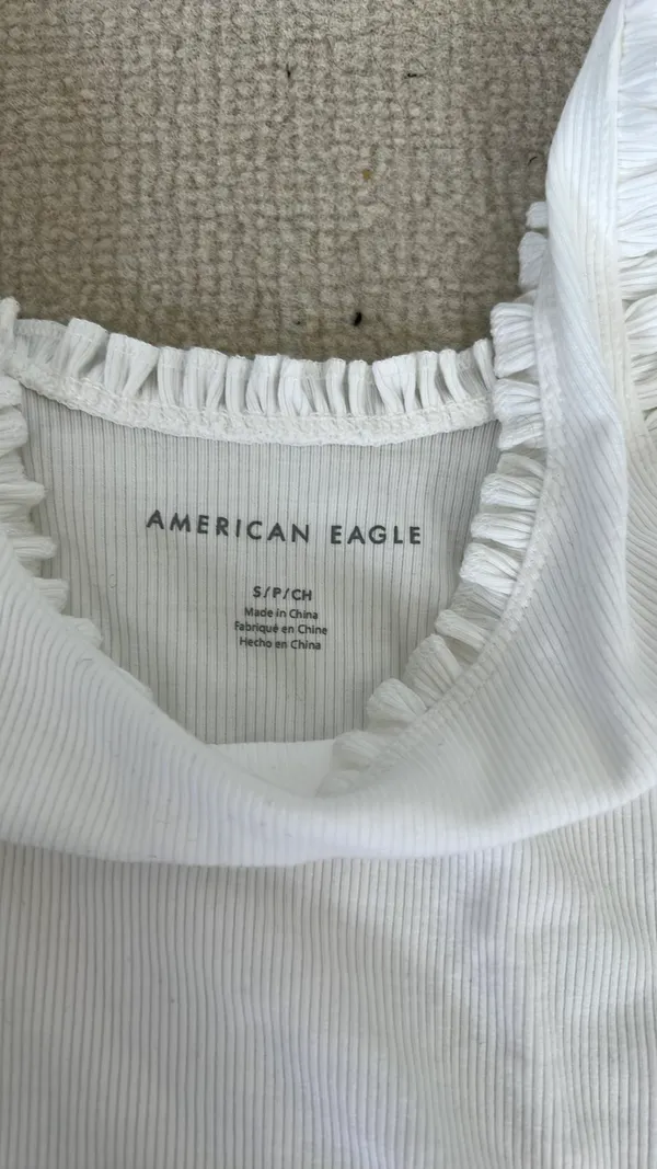 American Eagle ruffle strap cropped tank - Image 2
