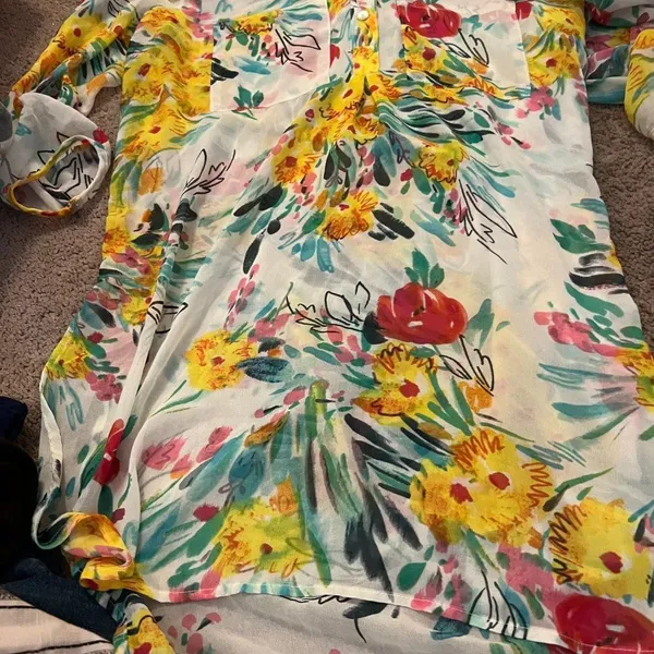 Fig‎ & flower sheer floral tunic top M - Image 7