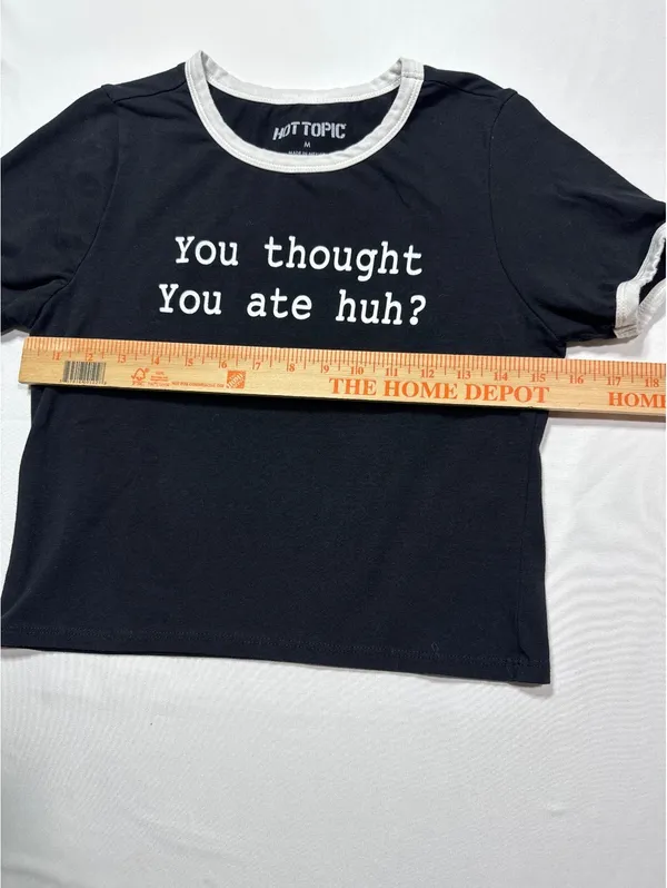 Hot Topic Retro Ringer Tee - 'You Thought You Ate Huh?' - M - Image 4