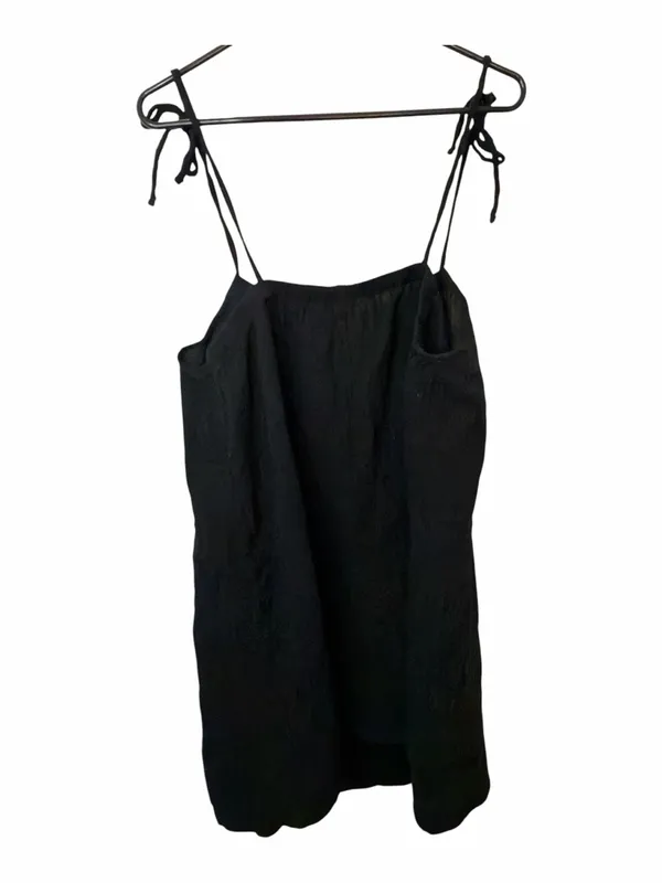 Old Navy Black Cotton Tie-Shoulder Slip Dress - Image 2