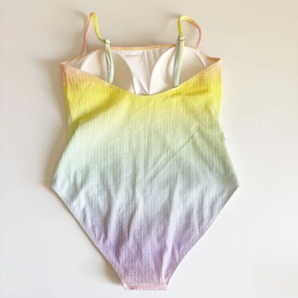 NWT Perfect Moment Women Pastel Rainbow Ombre Sol‎ Crinkle One Piece Swimsuit XL - Image 9