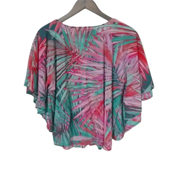 Jennifer Lopez L Tropical Drama Turquoise Pink Palm Top - Image 2