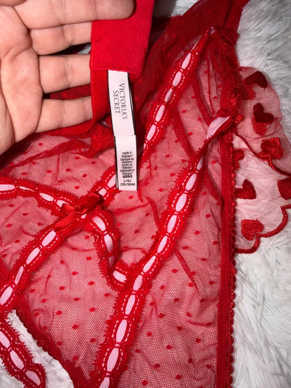 Victoria's Secret Red Sheer Lace-Up Teddy size Large Lingerie - Image 6