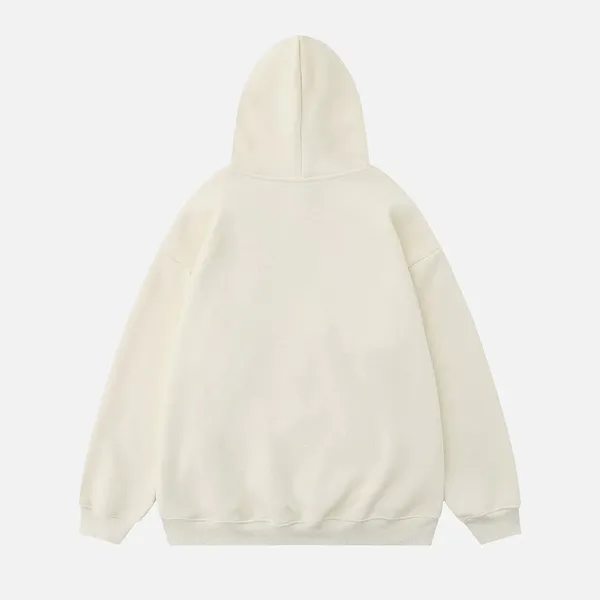 Aelfric Eden Cream Apricot Embroidery Cartoon Ghost Hoodie - Image 2