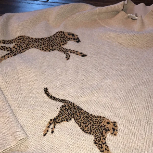 Entro leopard print sweater size large with high side slits - Image 4