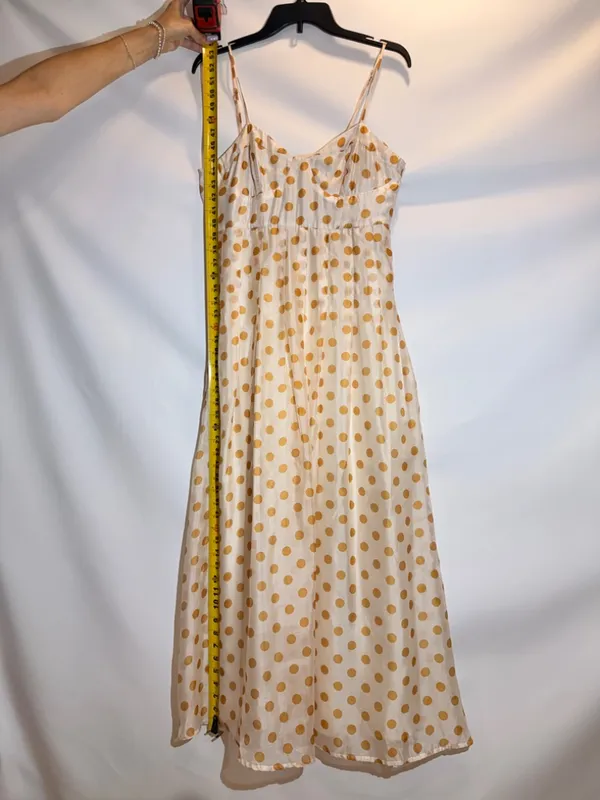 En Saison Ava Gold Polka Dot Ruffle Puff Sleeve Midi Dress Size Medium - Image 5