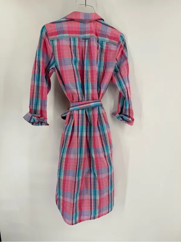 J.Crew Classic fit‎ Cotton Poplin Plaid Shirtdress Preppy Pink AW560 Size 2 - Image 4