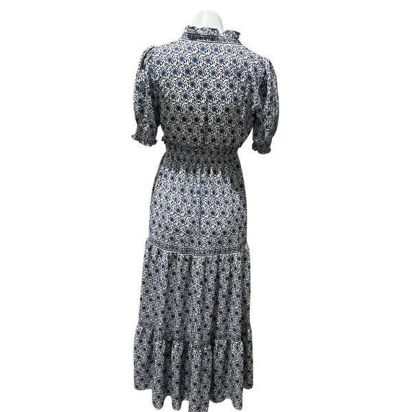 Max Studio Women's XS Blue Floral Maxi Dress Boho Chic 3/4 Sleeve - Image 6