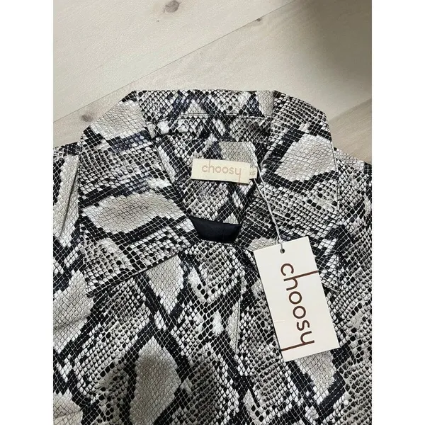 Choosy NWT XS Vintage 90s Faux Snakeskin Leather Trench Coat Duster Jacket Fall - Image 9