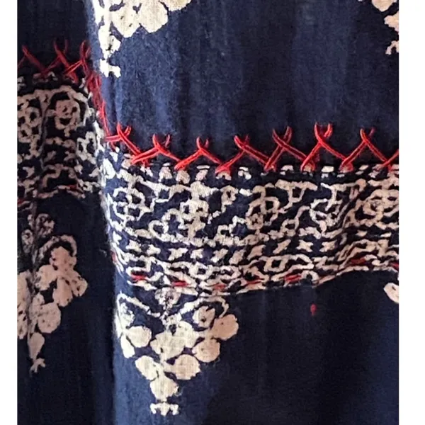 LUCKY BRAND Blue Boho Bandana Bohemian Pullover Blouse ~ Women's SMALL - Image 6