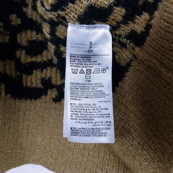 Old Navy SoSoft Cheetah Cardigan Sweater Womens S Brown Cropped Animal Retro - Image 6