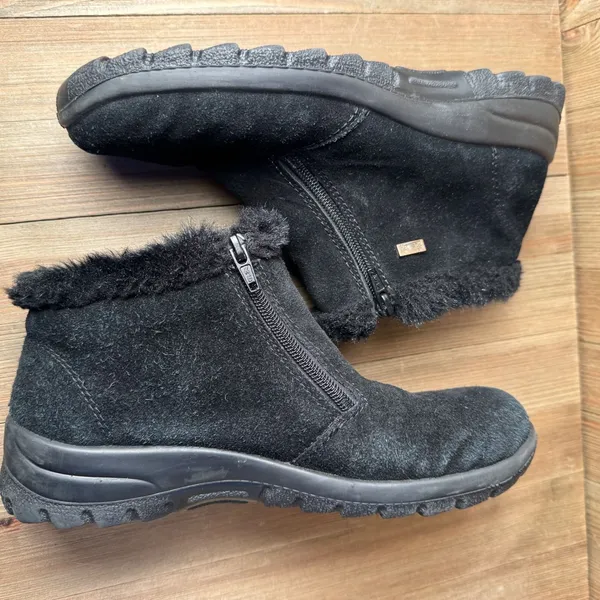 Rieker Tex Sz 38 Waterproof‎ Suede Leather Winter Ankle Boots Zip Faux Fur Black - Image 8