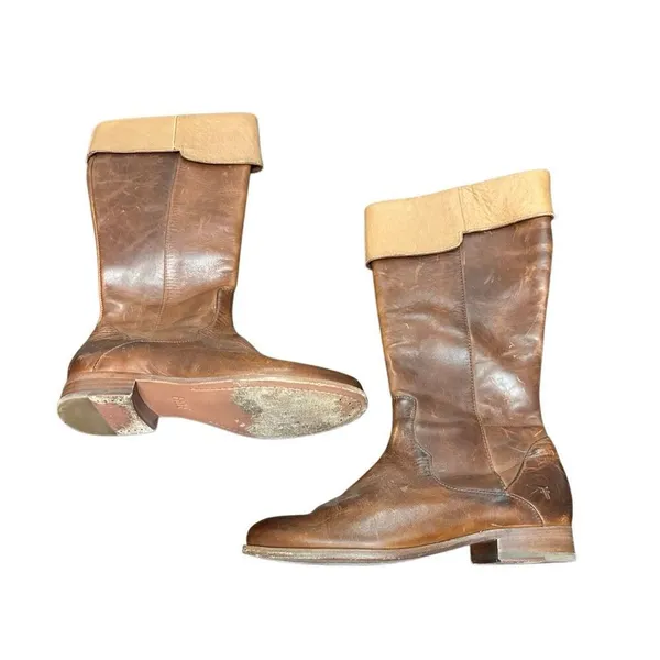 Frye Vintage Melissa Riding Boots Brown Leather 4001 Women's 7 1/2 B Made in Mex - Image 2