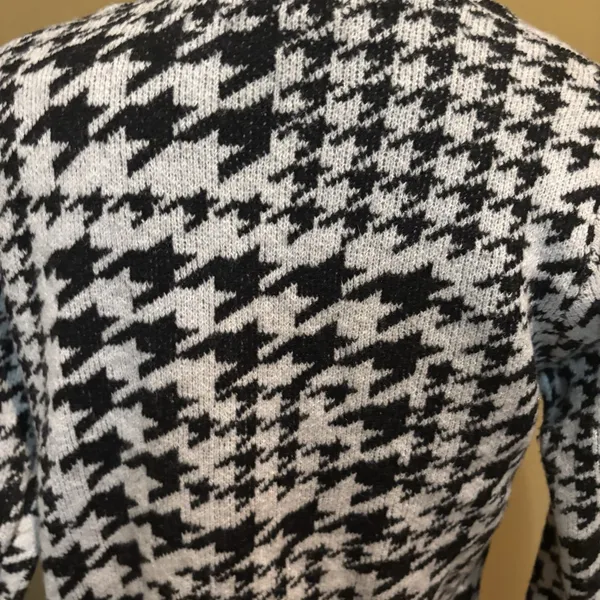 Nine West Women's XS Houndstooth Open Front Long Cardigan Black‎ White - Image 4