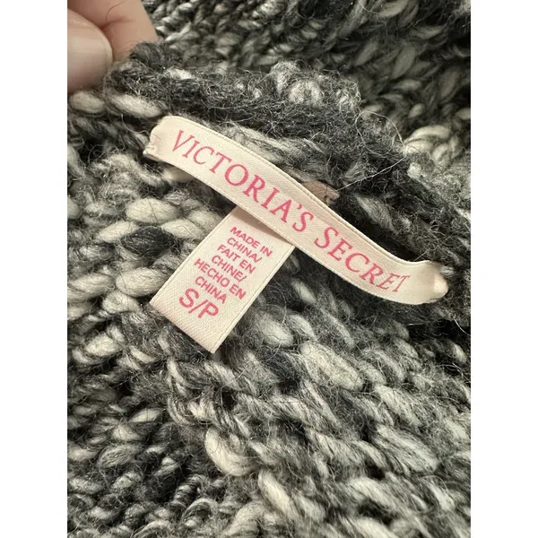 Victoria's Secret Chunky Knit Wool‎ Blend Shawl Cardigan Marled House Coat Sz S - Image 7