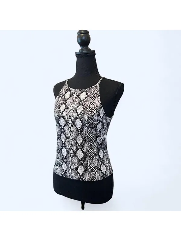 Y2K Snake Print Halter Grunge Festival Tank Top Size Small 💗 - Image 5