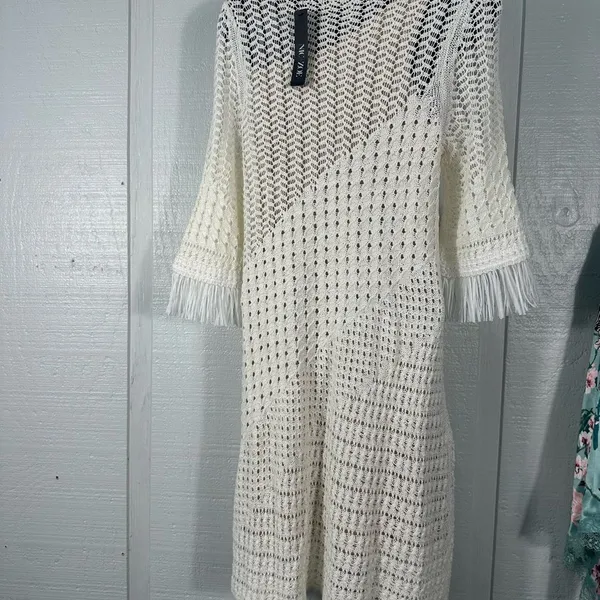 Nic + Zoe Womens Beach Strool Knit Fringe Casual Dress Ivory Size Small NWT - Image 8