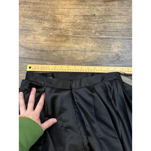 High Low Black Satin Skirt Celestial Tulle Lining Train Size Small Witchy Goth - Image 6