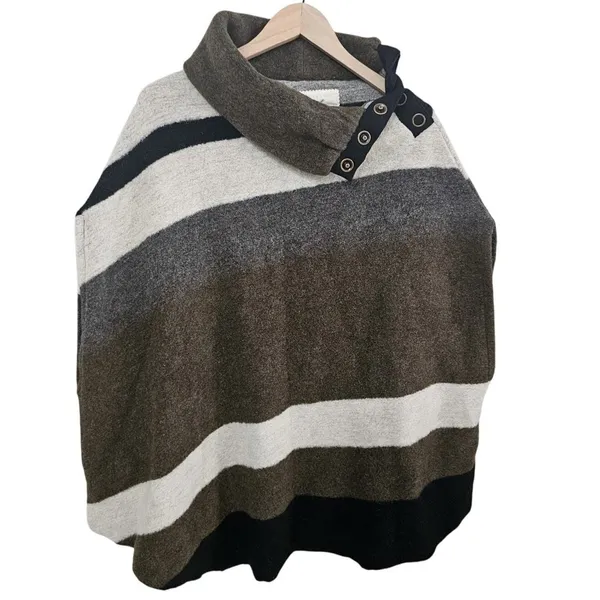 Anthropologie Tabitha Poncho Sz Med Wool Sweater Lagenlook Boxy Casual‎ - Image 5